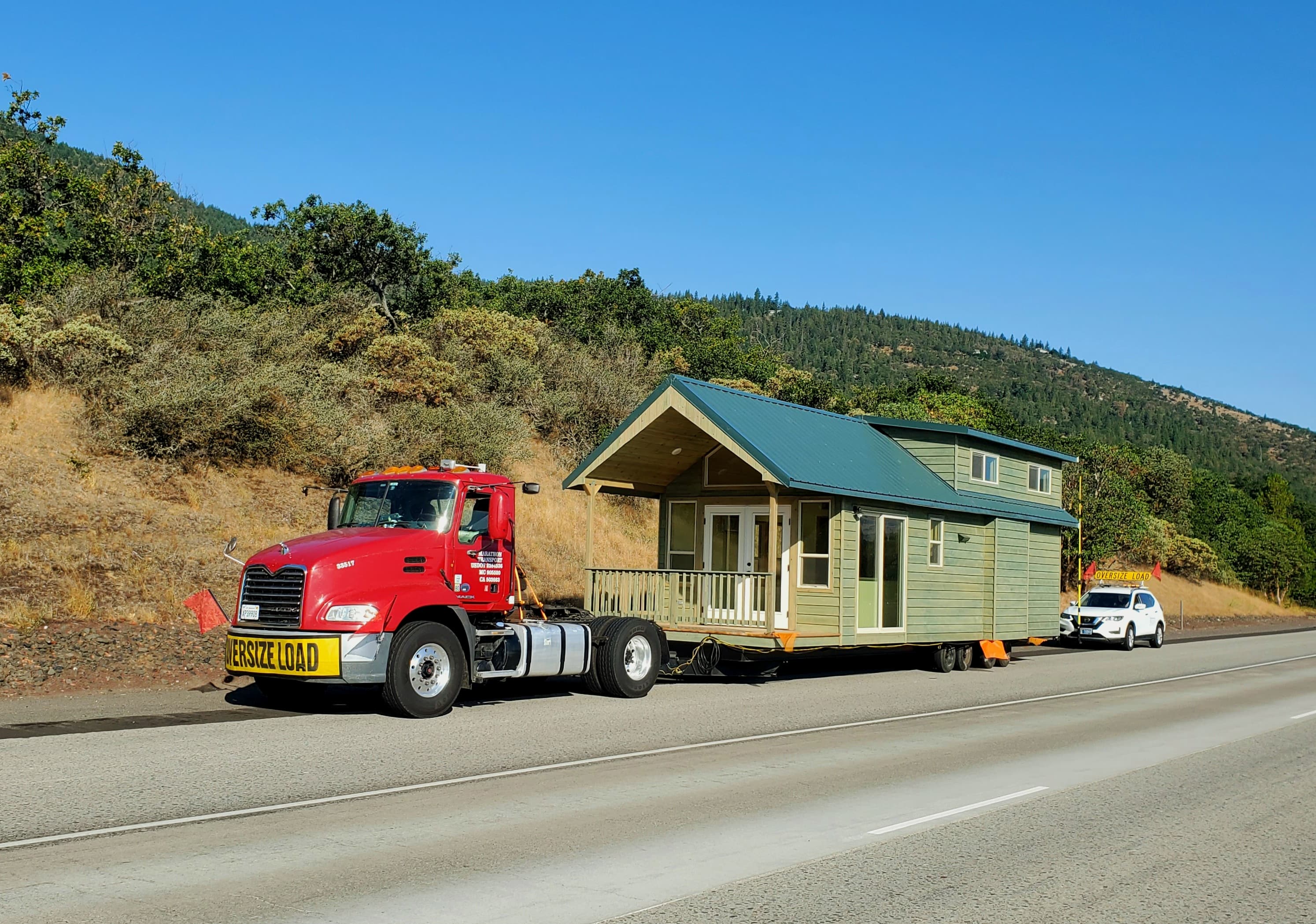 Custom tiny home secured for transport